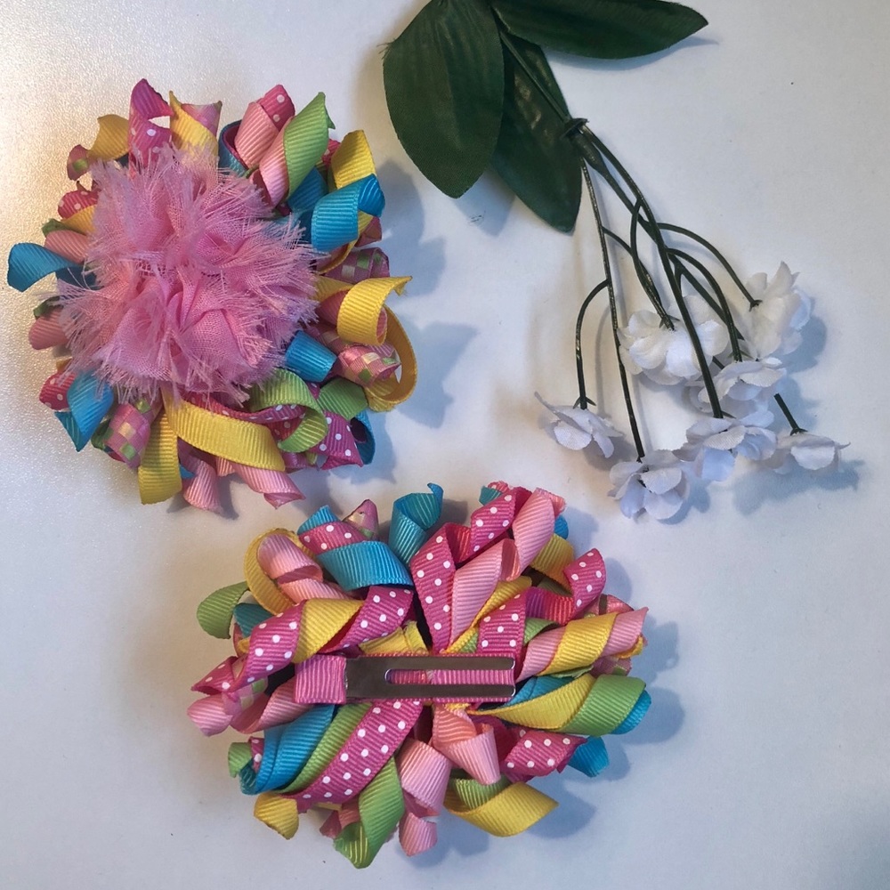 Girls korker bows. Bright colors with puff
